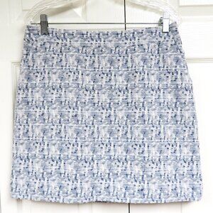 LOFT 8 Textured Cotton Skirt Blue & White